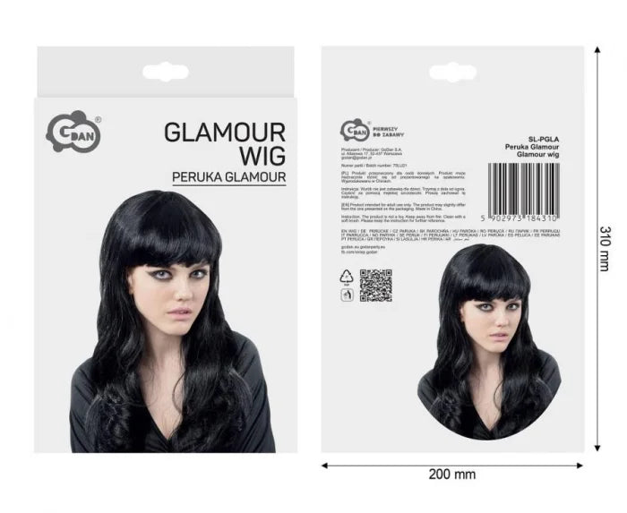 Peruka Glamour czarna Gotka – długie włosy uniwersalny rozmiar - Costume Wigs