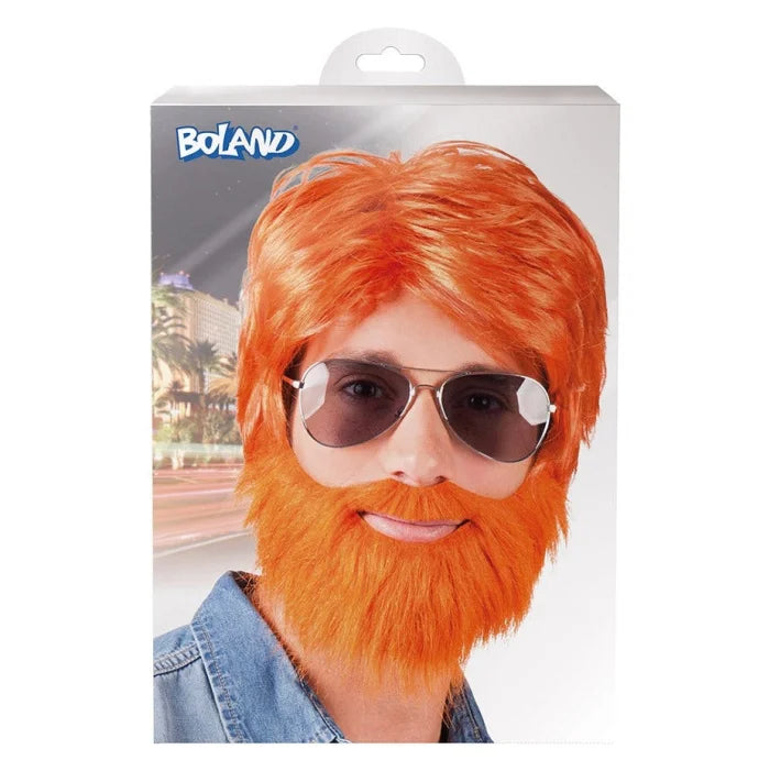 Peruka męska Dude, ruda z brodą