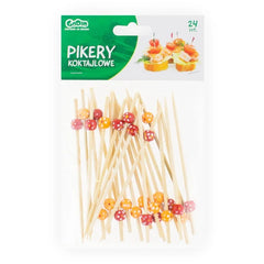 Pikery koktajlowe DREWNIANE KULECZKI, 24 szt.