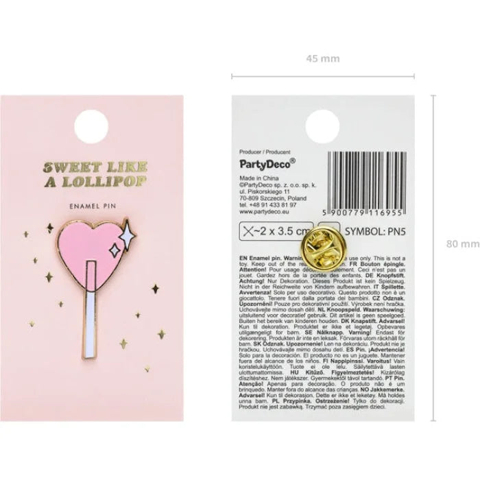 Przypinka Lizak, złota, 2 x 3,5 cm