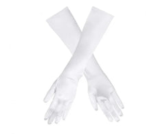 Rękawiczki satynowe „Wieczorowe” – 40 cm perłowe