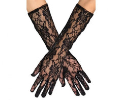 Rękawiczki wieczorowe koronkowe czarne – elegancki dodatek do kostiumu i stylizacji - Costume Accessories