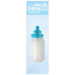 Rozeta dekoracyjna Baby Boy, butelka – biało-niebieska ozdoba na Baby Shower!