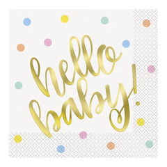 Serwetki papierowe Hello Baby, złote, rozm. 33x33 cm, 16 szt.