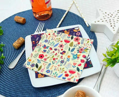 Serwetki papierowe z kwiatowym nadrukiem i ptaszkami LATO | 33 x 33 cm 20 szt.