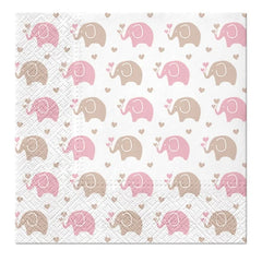 Serwetki PAW wzorzyste Baby Elephants róż 33x33 cm / 20 szt.