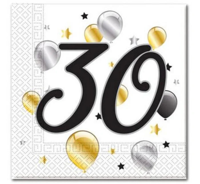 Serwetki urodzinowe ’Balloons - 30’’ – 20 szt. 33 x 33 cm