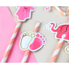 Słomki papierowe B&G Baby Girl, jasnoróżowe, 20 cm, 8 szt. – ekologiczne i stylowe!