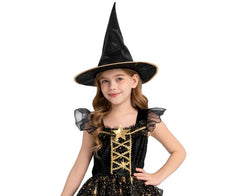 Strój czarna czarownica dla dzieci 110–140 cm (4–10 lat) – sukienka i kapelusz - Costumes
