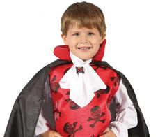 Strój czerwony wampir dla dzieci 92/104 cm (3–4 lata) – bluzka peleryna i żabot - Costumes