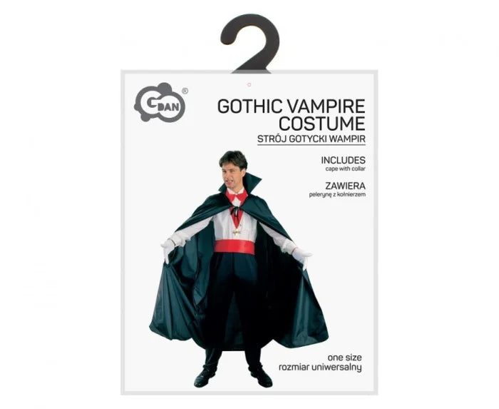 Strój dla dorosłych Gotycki Wampir / Czarodziej – peleryna z kołnierzem rozm. uniwersalny - Costumes