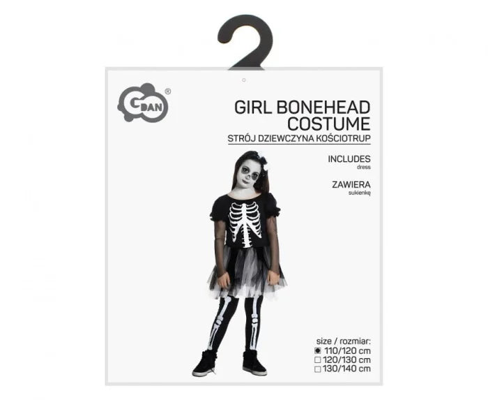 Strój dla dzieci Dziewczyna Kościotrup – sukienka na Halloween i karnawał rozm. 110/120 cm i 130/140 cm - Costumes
