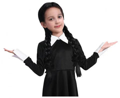 Strój dla dzieci Wednesday Addams – czarna sukienka z kołnierzem rozm. 110/120 130/140 cm - Costumes