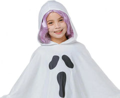 Strój duszka dla dzieci – białe ponczo z kapturem uniwersalne - Costumes