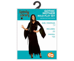 Strój Gotyckiej Matki dla dorosłych M – Morticia Addams sukienka z chokerem - Costumes
