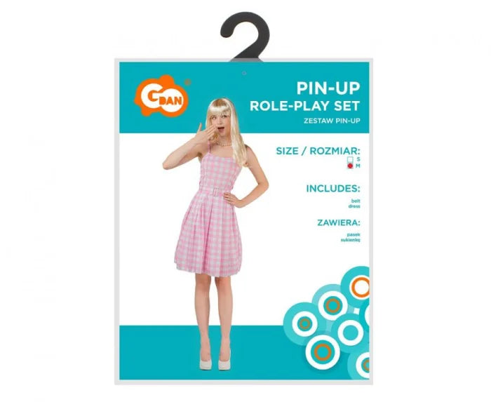 Strój Pin-Up dla Kobiet – Rozmiar S | Sukienka z Paskiem Różowy
