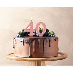 Świeczka cyfra 4 urodziny, metalik różowo-złota, 8 cm