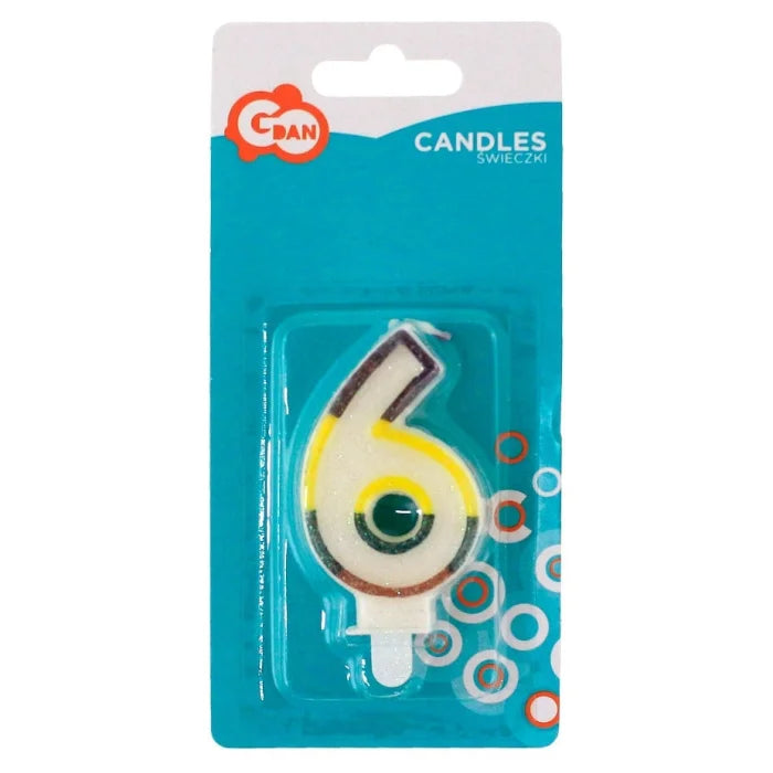 Świeczka Cyfra 6 Urodziny – Brokat, 1 szt.