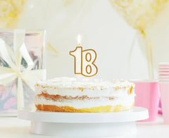 Świeczka Liczba 18 Urodziny Złoty Kontur 8 cm - Cake Toppers