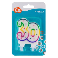 Świeczka Liczba 30 Urodziny KROPECZKI, 8 cm