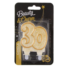 Świeczka liczba 30 urodziny, złoty kontur