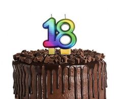 Świeczka na tort na osiemnastkę liczba „18” tęczowa – Beauty&Charm