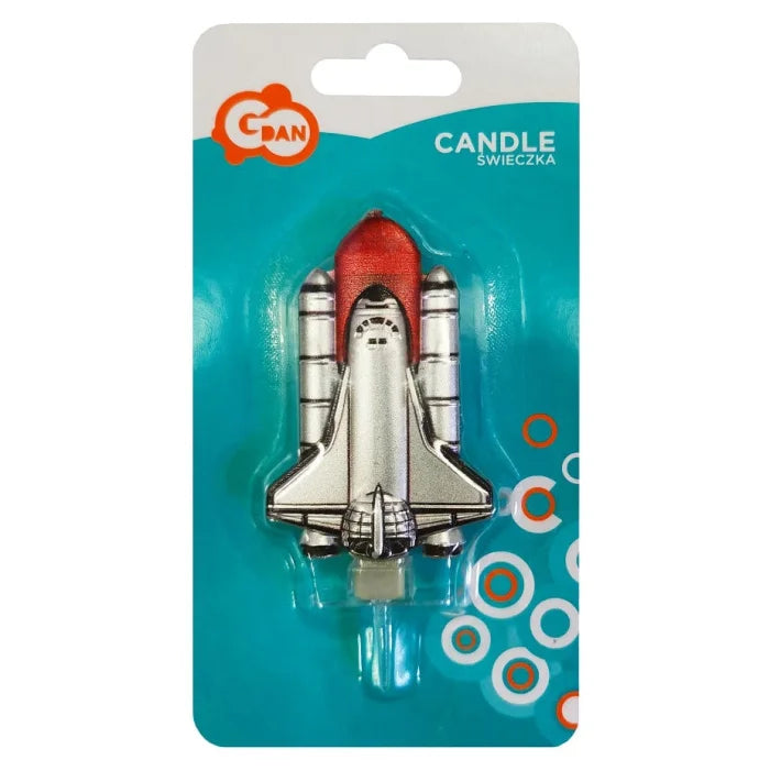 Świeczka na Tort Rakieta Kosmiczna, Metaliczna - 1 szt.