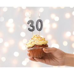 Świeczka Piker Cyfra 0, Brokatowa Czarna - Beauty & Charm