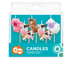 Świeczki na Tort Pikery – Zwierzęta Farma | Różnokolorowe | 5 szt.