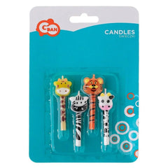 Świeczki z Główkami ZOO, 4 szt., 7 cm