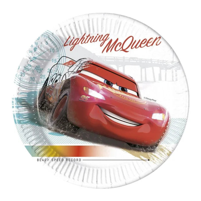 Talerzyki Papierowe "Auta Zygzak McQueen" Kompostowalne Eko – 23 cm, 8 szt.