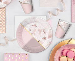 Talerzyki papierowe „Rose Chic” – elegancka geometria zestaw 6 szt.