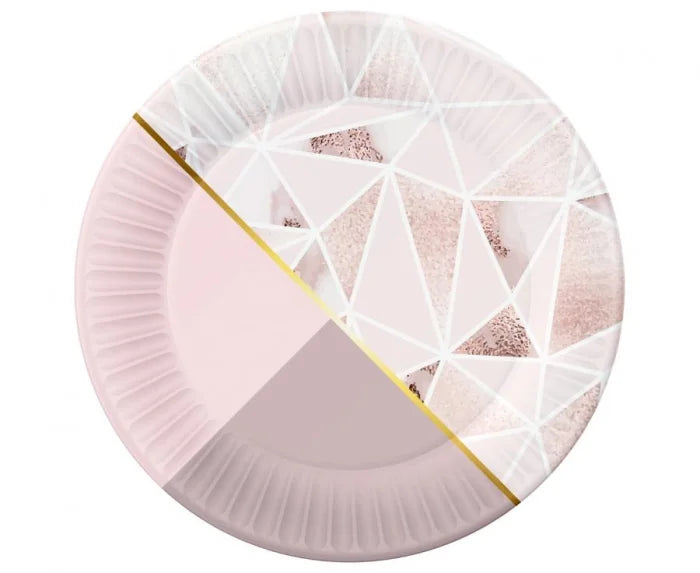 Talerzyki papierowe „Rose Chic” – elegancka geometria zestaw 6 szt.