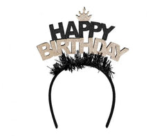 Tiara urodzinowa Happy Birthday – biało złota Boland Costume Accessories