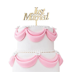 Topper na tort JUST MARRIED, drewniany