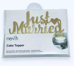 Topper na tort „Just Married” – Złoty napis na tort weselny