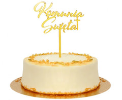 Topper na Tort – Komunia Święta | Złota Dekoracja Akrylowa 18 x 14 cm