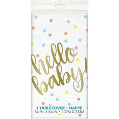Uroczy obrus na Baby Shower z napisem "Hello Baby", 137x213 cm