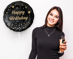 Urodzinowy balon foliowy Happy Birthday 45 cm – elegancka dekoracja na przyjęcie