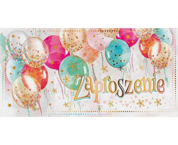 Zaproszenia z kopertami – Balony 10 szt.