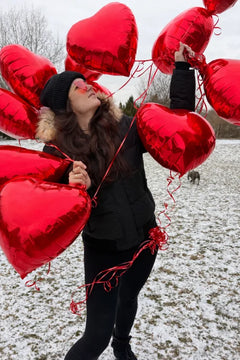 Zestaw 12 balonów walentynkowych czerwonych serc + hel + wstążka + ciężarek - Balloons