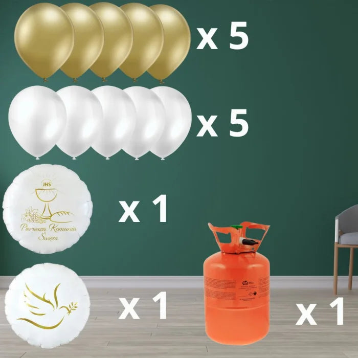 Zestaw balonów komunijnych z helem nr.2