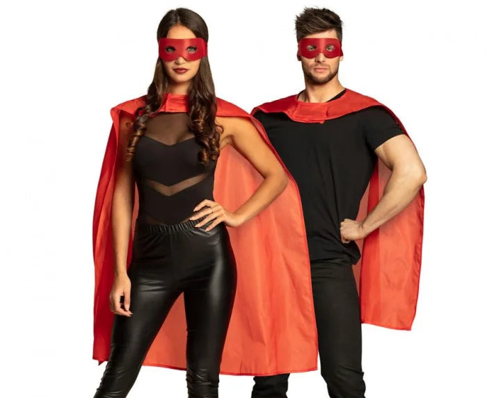 Zestaw bohatera czerwony – maska i peleryna 90 cm - Costumes