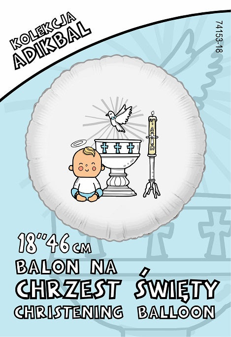 Balon ADIKBAL 18'' Chrzest Chłopiec