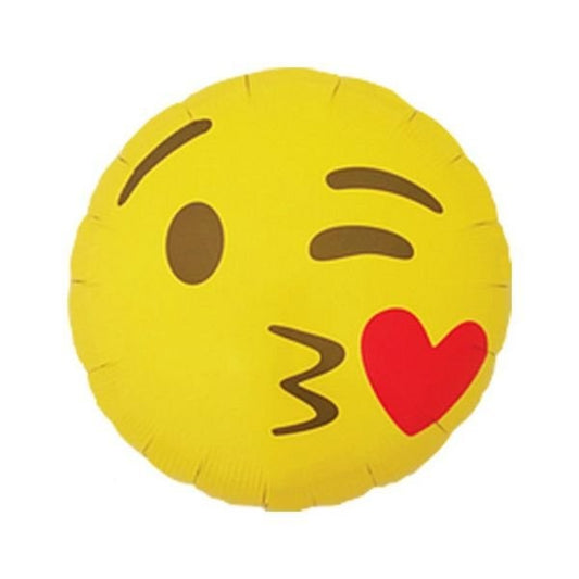 Balon foliowy emoji kiss zółty  45cm