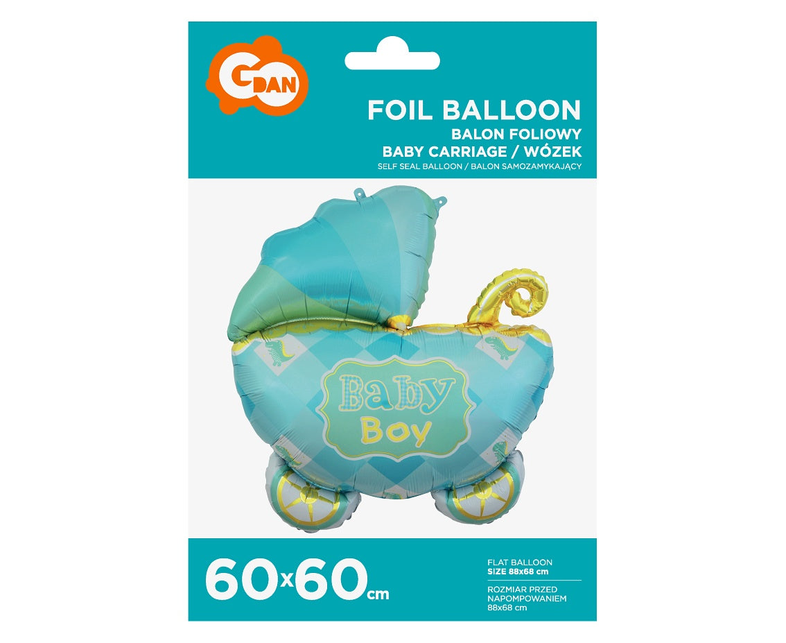 Balon foliowy WÓZEK, Baby Boy, 60 cm