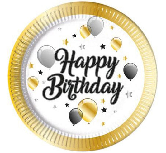 Talerzyki papierowe urodzinowe Balloons - Happy Birthday, 23cm, 8szt