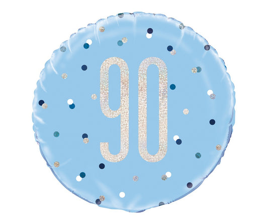 Balon foliowy liczba 90 Urodziny, Glitz niebieski UQ 18 cali