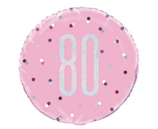 Balon foliowy liczba 80 Urodziny, Glitz różowy UQ 18 cali