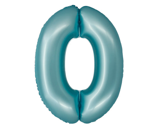 Balon foliowy Cyfra 0, j. niebieska matowa, Smart, 76 cm
